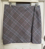 White House Black Market Plaid Zip Mini Skirt Womens Black Blue Burgundy Size 8 Photo 0