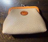 Vintage Dooney & Bourke Coin Purse Kiss Lock AWL Leather Duck Logo Taupe Photo 0