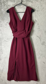 Dress the Population Alessia Sheath Cocktail Dress Plum Slit Large Elegant New Photo 0