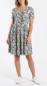 LuLaRoe Dress Womens S Amelia Gray Black White Abstract Splatter Print Excellent Photo 0