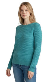 LL Bean Large Sweater Teal Textured Knit Crew Neck Long Sleeve Cotton‎ 1702 Photo 0