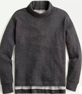 J.Crew Vintage Cotton Terry Turtleneck Sweatshirt Charcoal Gray‎ AS079 L Photo 0
