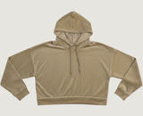 72‎ | OFFLINE by Aerie Velour Cropped Hoodie Oatmeal Womens XL Y2K Cozy Photo 0