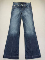 7 For All Mankind dojo Wide Leg Flare Jeans Dark Wash Blue U115J470S Size 27 Photo 0