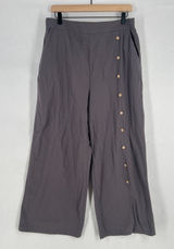 Coco + Carmen Wide Leg Pants Womens L\XL Gray Cotton High‎ Rise Elastic Waist Photo 0