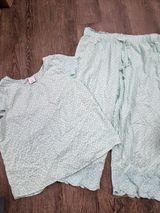 Sleep Sense Light Aqua Pajamas Lounge Set Shirt Crop Pants Size M/L Photo 0