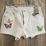 Levi’s Women's 501 Ivory Give Me Butterflies‎ Hi-Rise Denim Shorts, 30 NWT Photo 0