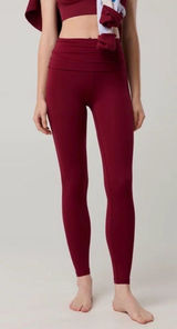 New Aerie Offline Real Me Xtra Fold Over Leggings Size XS Deep Cherry Stretchy Photo 0