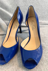 Marc Fisher Joey Cobalt Blue Patent Peep Toe d'Orsay Heels Womens 8M MFJOEY Photo 0