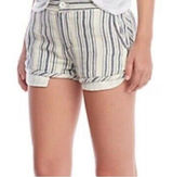 Free People Night Moved Striped Shorts Mid Rise Button Fly White Blue Si… Photo 0