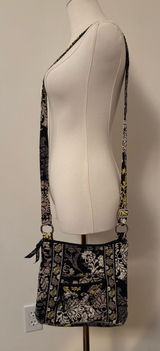 Vera Bradley Black, Cream and Yellow Floral Quilted Crossbody Bag Photo 0