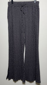 POL Women 100% Cotton Pants Gray Floral Polka‎ Dot Ribbed Wide Leg Hippie Boho Photo 0