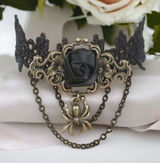 1pc‎ Retro Style Gothic Black Rose Lace Tassel Bracelet Spider Rose Bracelet Photo 0