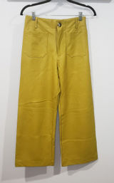 Anthropologie Maeve Colette Faux Leather Wide Leg Pants Mustard 27 Photo 0