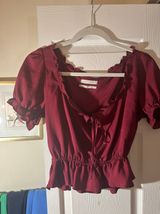 Maroon Puff Sleeve Top Photo 0