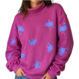Vintage Sally Too Sweatshirt 80s Turtleneck All Over Print Pink Zumba Medium Photo 0