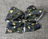 Camouflage Gold Stars Cheer Bow Hair Clip Accessory Wedding Party Prom Pageant Photo 0