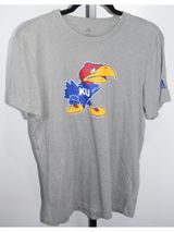 Adidas Kansas Jayhawks KU Gray Mascot Logo T-Shirt Size Medium Short Sleeve Photo 0