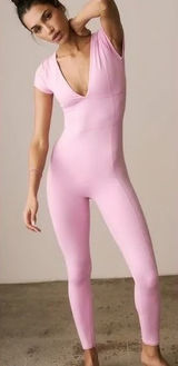 NWT Free People Movement New Wave Onesie Jumpsuit in pink. Size Large Photo 0