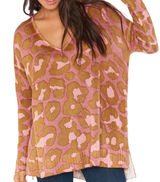 Show Me Your Mumu Hug Me Sweater Oversized Knit High Low Rosy Leopard Me M NWT Photo 0