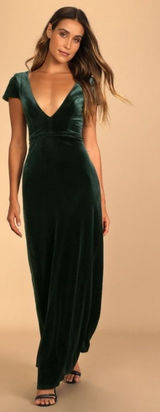 LULU's Prom Wedding Sexy Sophisticated Romantic Elegant Holiday Velvet Maxi Photo 0