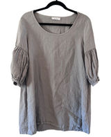 Bryn Walker Linen‎ Tunic Top Grey Puff Sleeves Langenlook Made in USA Size S Photo 0