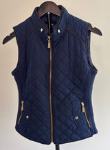 Quilted Vest‎ Navy Blue with Gold Zipper Women’s size-S Photo 0