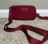 Sephora x Dagne Dover Mara Phone Sling Burgundy Neoprene Crossbody Bag LE Photo 0