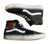 Vans Sk8-Hi Black‎ Suede High Top Rose Embroidered Unisex Sneakers M6.5 / W8.0 Photo 0