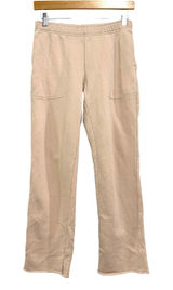 Aerie Women XS Tan Beige Straight Leg Raw Hem French Terry Sweatpants Pockets Photo 0