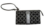 COACH Julia OP Signature Lurex Silver Black Clutch Zippy‎ Wallet Large Wristlet Photo 0