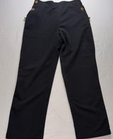 Ellison Sailor Pants Women‎ Large Black Gold Button High Rise Wide Leg Trousers Photo 0