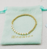 Enewton Classic Gold Bead & White Barrel Stone Beaded Bracelet Minimal Layering Accessory Photo 0