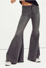 Free People Just Float on Flare Jeans‎ Women 28 Gray Boho Hippie High Rise Photo 0