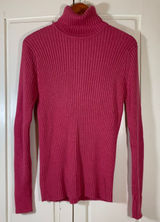 LL Bean Pink 100% Merino Wool Ribbed Turtleneck Sweater XL Regular 0RH25 Preppy Photo 0