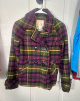 Aeropostale Y2K Plaid Wool Pea Coat Size Small EUC Photo 0
