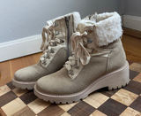 Dolce Vita Helix Beige Winter Boots Shearling Lace-up Outdoors Gorpcore size 7 Photo 0
