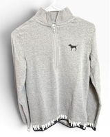 Victoria's Secret PINK Quarter Zip Pullover Sweatshirt Heather Gray Logo XS Photo 0