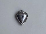 Vintage Rhinestone Star Heart Charm 925 Sterling Silver Unmarked Photo 0