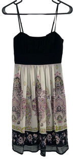 Vintage Babydoll Black Fit and Flare Y2K‎ Green Pink Floral Knee Length Dress Photo 0