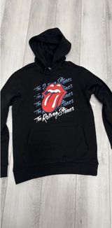 The Rolling Stones 76' World Tour Black Hoodie Sweatshirt Mens Small NWT Photo 0
