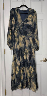 ASOS Beige and Black Long-Sleeve V-Neck Maxi Dress Photo 0
