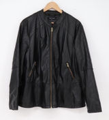 New Look Jacket Womens 2X Moto Biker Black Quilted Faux Leather Excellent Photo 0