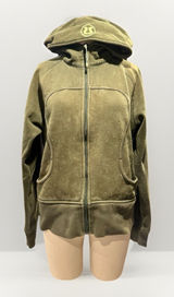 Rare Lululemon Size 10 Scuba Hoodie Jacket Green Polka Dots Women’s Small Flaw Photo 0