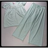 Pink Label Pajama Set Womens Mint Green Polka Dot Lace Trim Sleepwear Small Photo 0