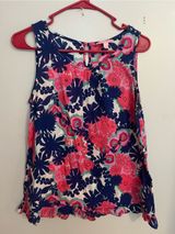 Lilly Pulitzer Navy, Coral & White Floral Sleeveless Camisole Photo 0