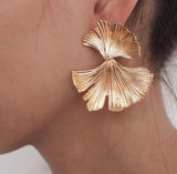 Anthropologie Gold Fan Earrings Photo 0