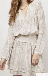 Rails Jasmine Dress Tan Watercolor Leopard XS Smocked Waist‎ Mini Photo 0