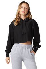 NEW Champion Reverse Weave Women’s Cropped Hoodie Sweatshirt in Black - Size L Photo 0