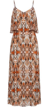 Vintage Tanner 100% Silk Paisley Slip Dress Size 2 Orange Brown Boho Photo 0